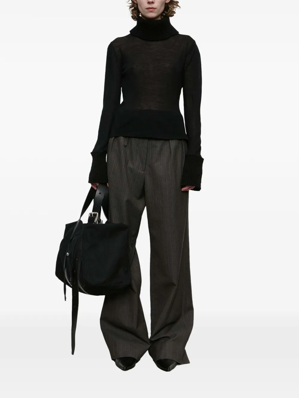 OUR LEGACY Inverse Roll-neck Sweater in Black, view 2