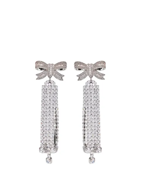Self-Portrait crystal-embellished bow-detail earrings