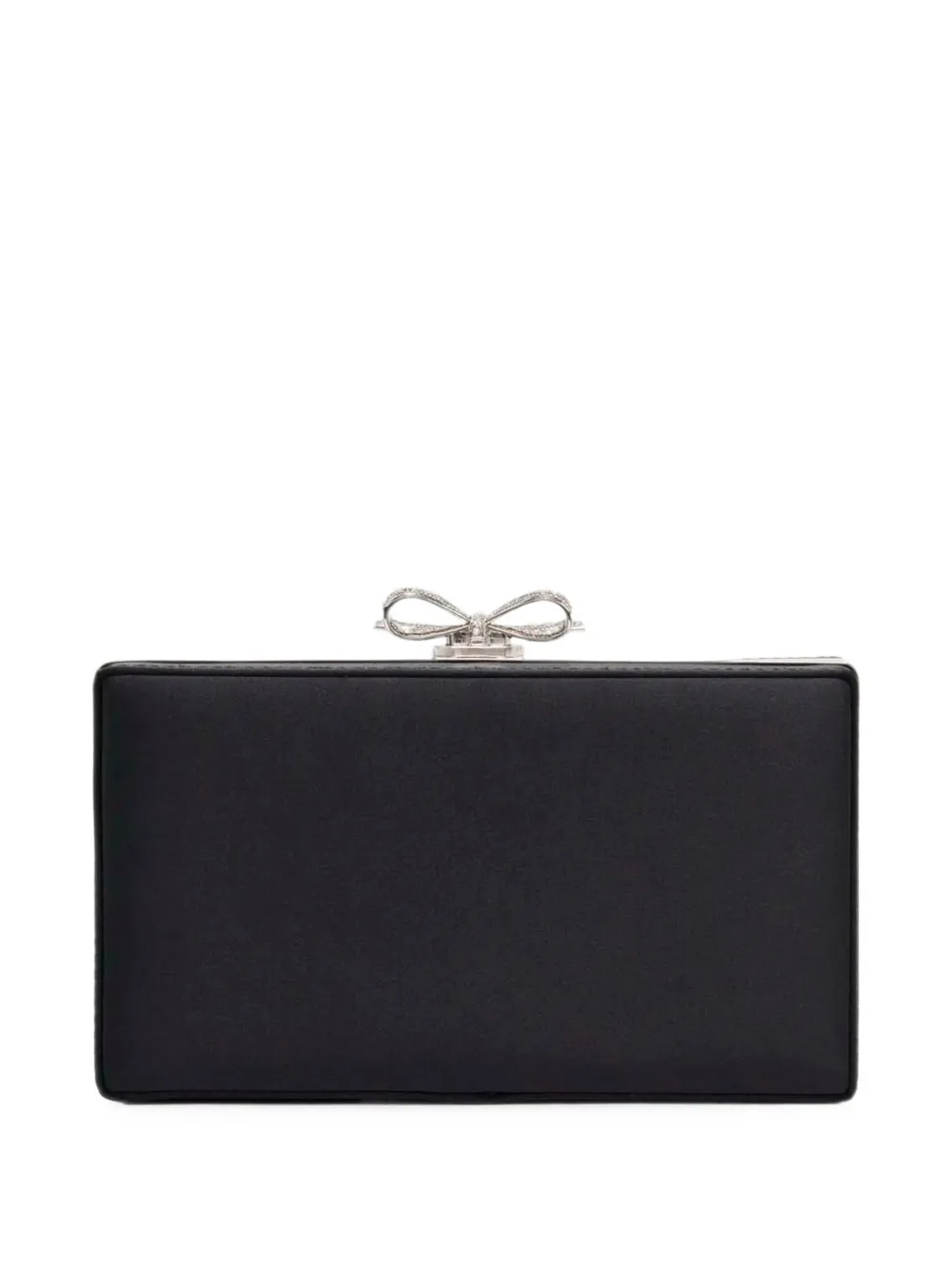 Self-Portrait crystal-embellished bow clutch bag - Nero