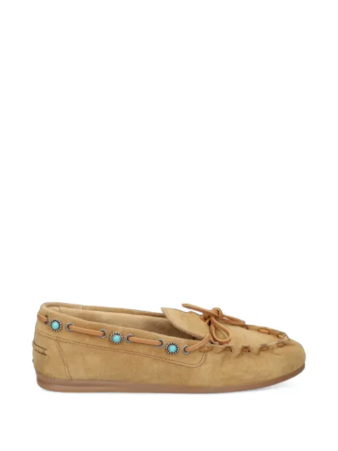 Posa turquoise-embellished lace-up loafers