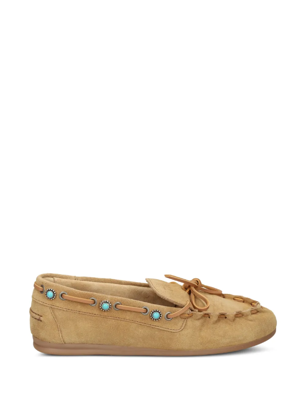 Posa turquoise-embellished lace-up loafers - Toni neutri