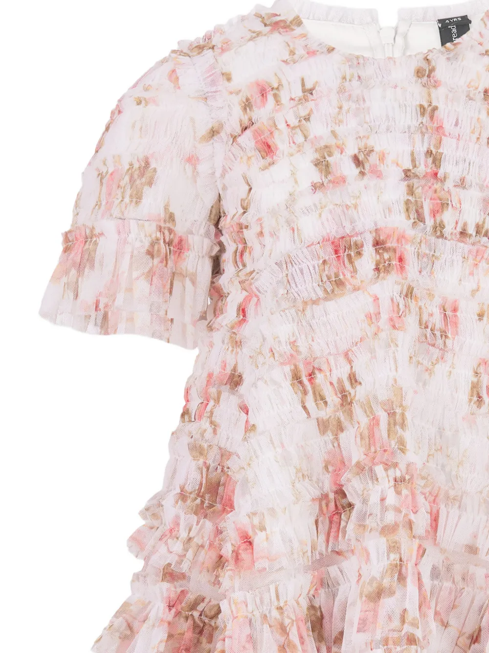NEEDLE & THREAD KIDS Jurk met bloemenprint en ruches Wit