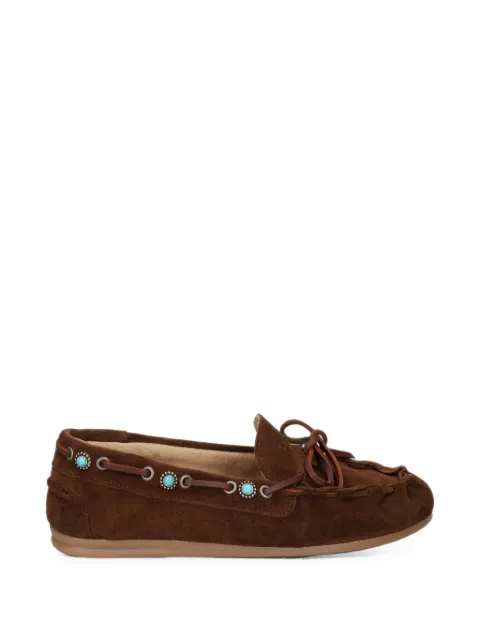 Posa turquoise-embellished lace-up loafers