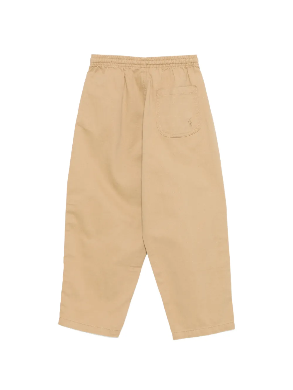 POLO RALPH LAUREN KIDS drawstring-waist cotton-twill trousers Beige