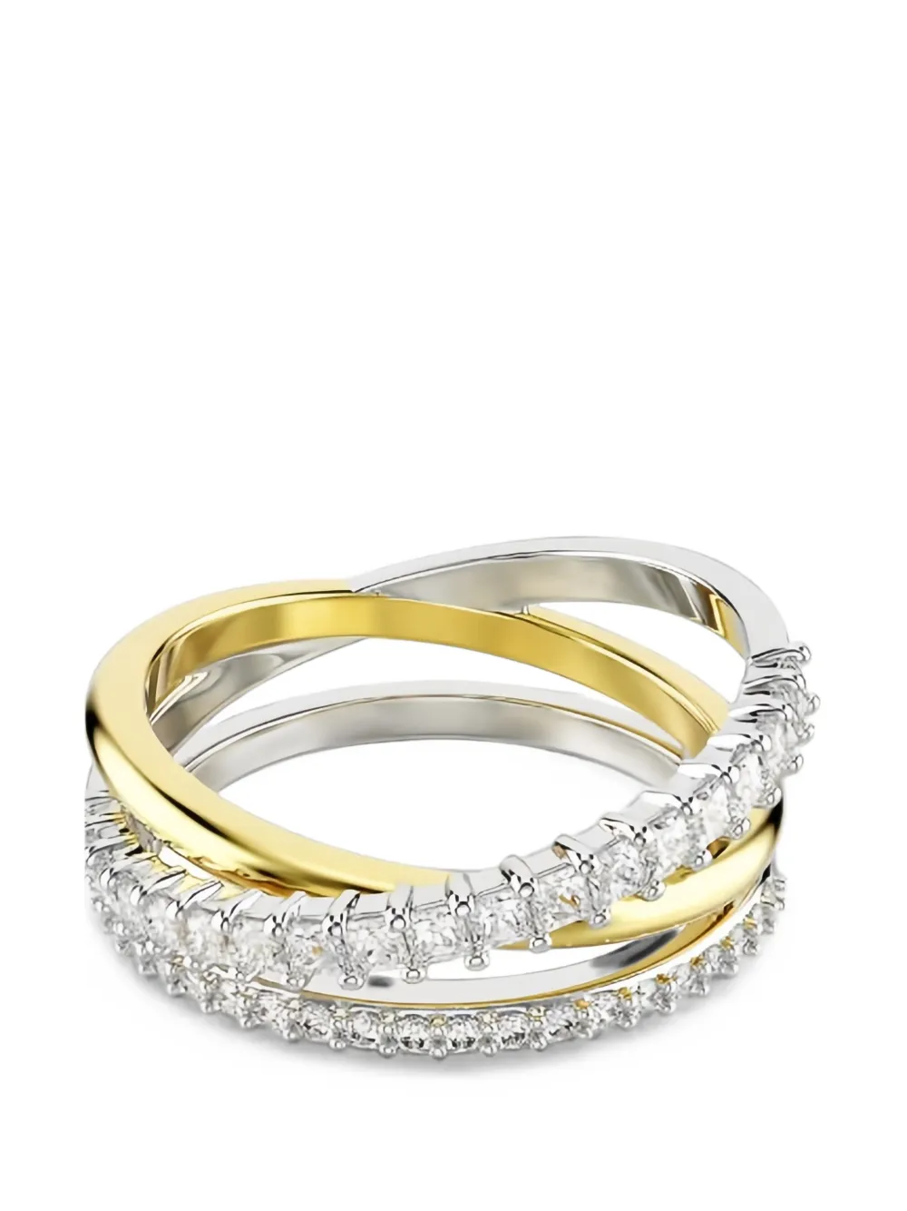 Swarovski Hyperbola crystal-embellished crossover rings - Oro