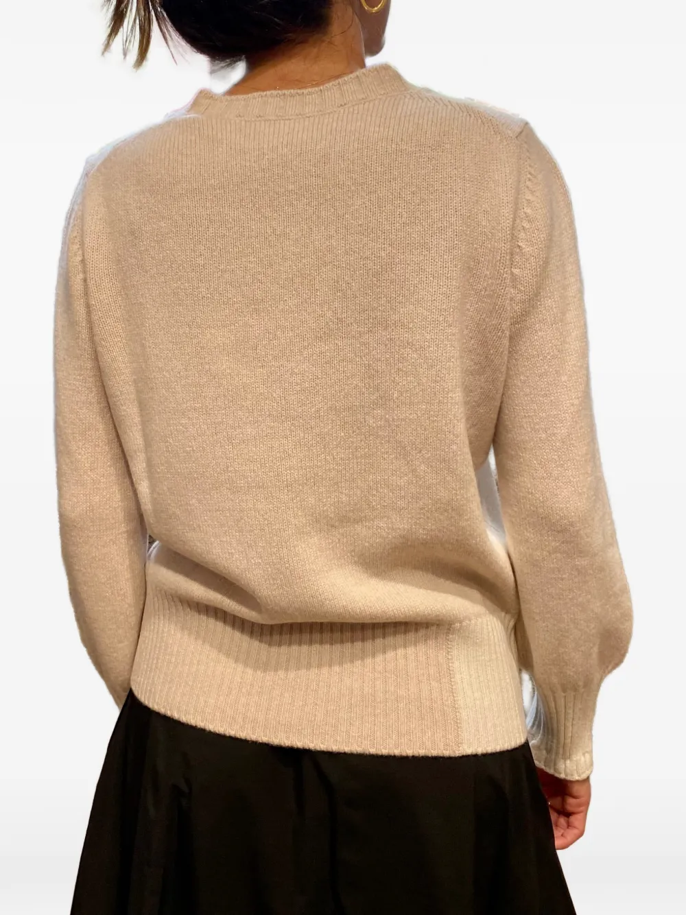 Gran Sasso Trui met geribbelde afwerking en V-hals Beige