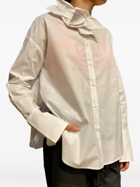 PSOPHIA floral-applique mandarin-collar shirt