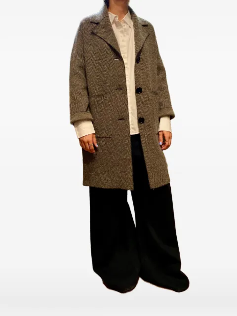 Lebor Gabala herringbone-pattern notch-lapels coat