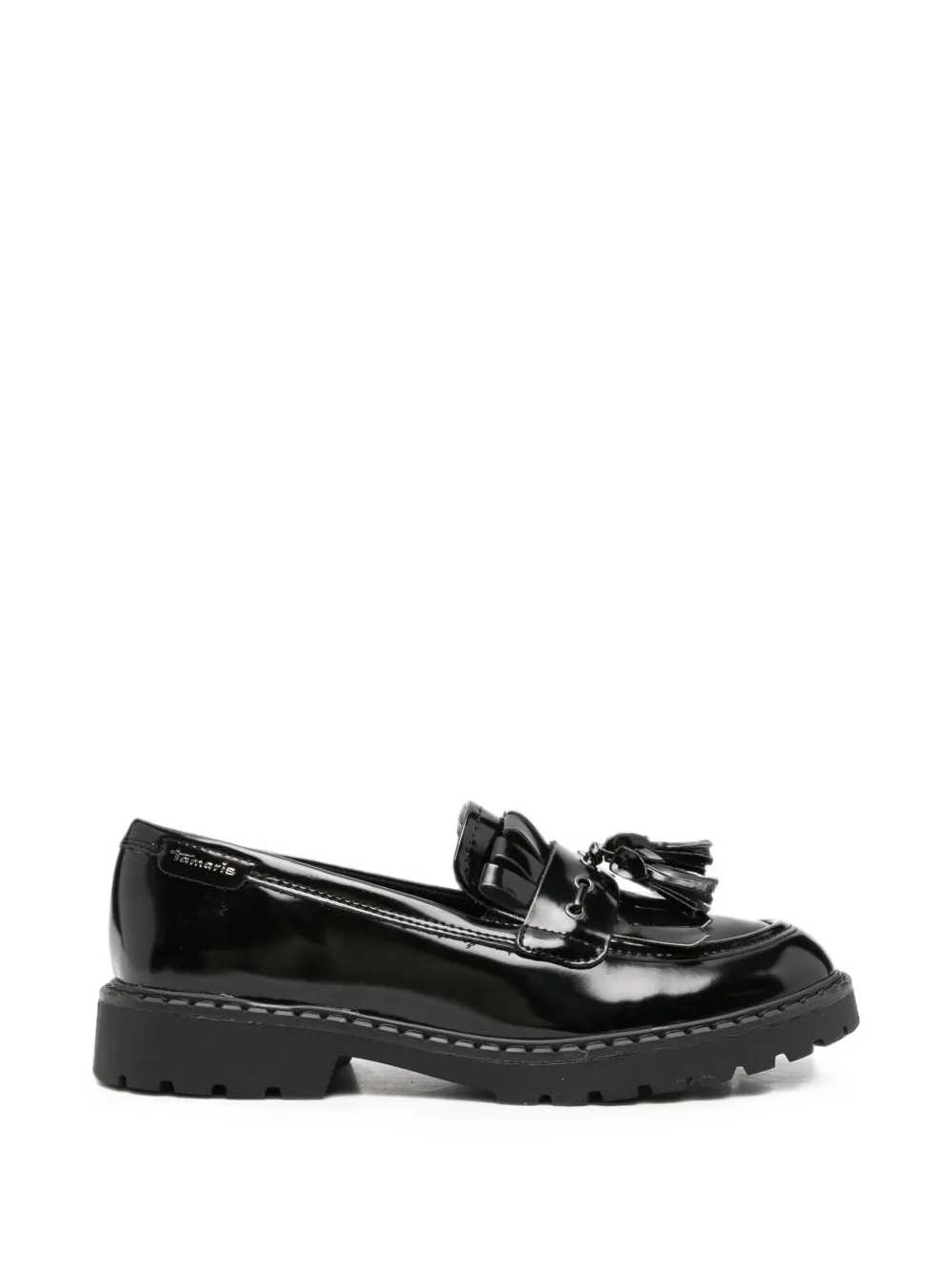 TAMARIS tassel-detail patent-leather loafers - Nero