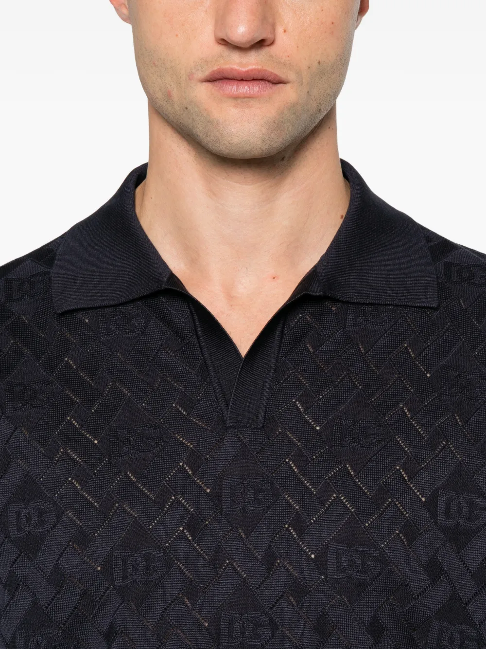 Dolce & Gabbana monogram-jacquard T-shirt Blauw