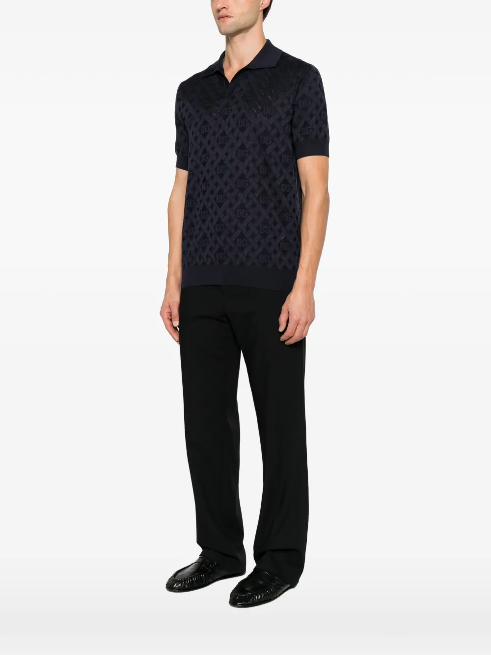 Dolce & Gabbana monogram-jacquard T-shirt Blauw