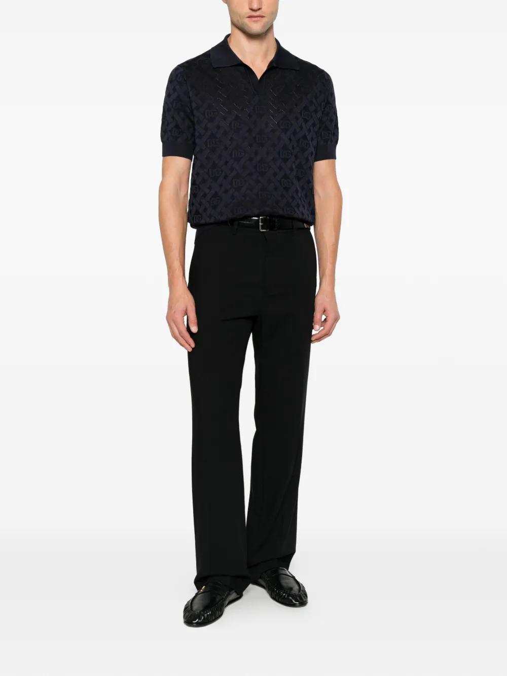 Dolce & Gabbana monogram-jacquard T-shirt Blauw