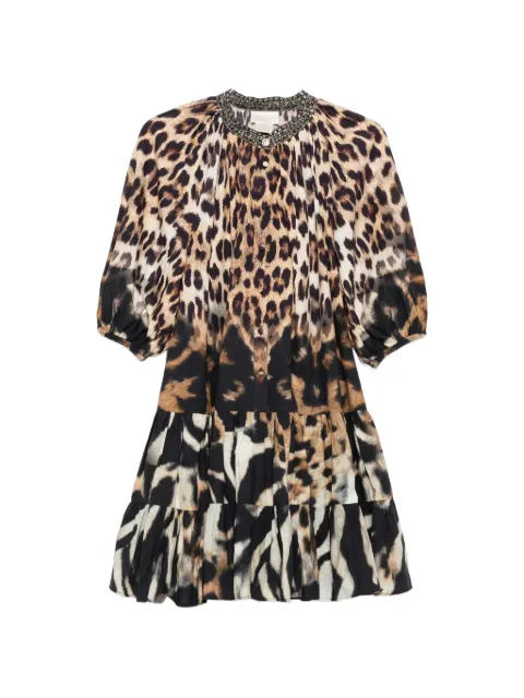 Camilla leopard-print tiered mini dress