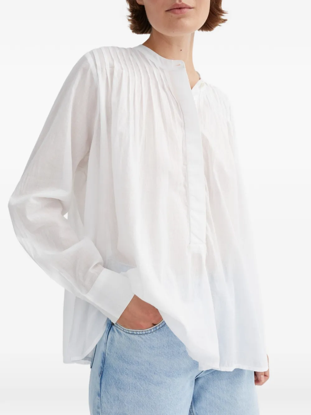 Skall Studio pintuck-detail Dot shirt Wit