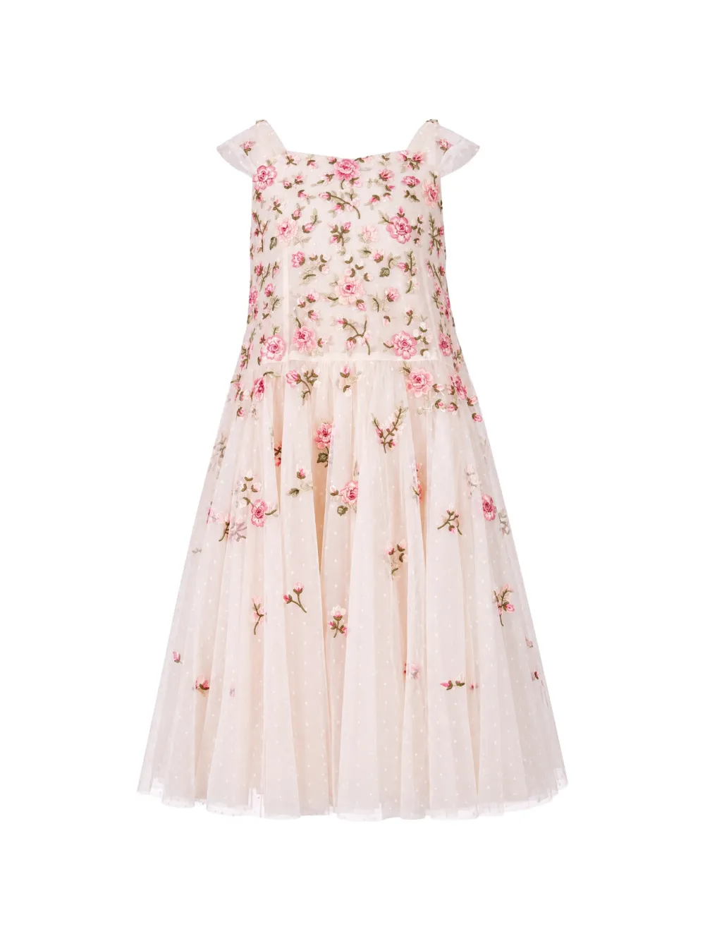 NEEDLE & THREAD KIDS Mayflower floral-embroidered tulle dress - Rosa