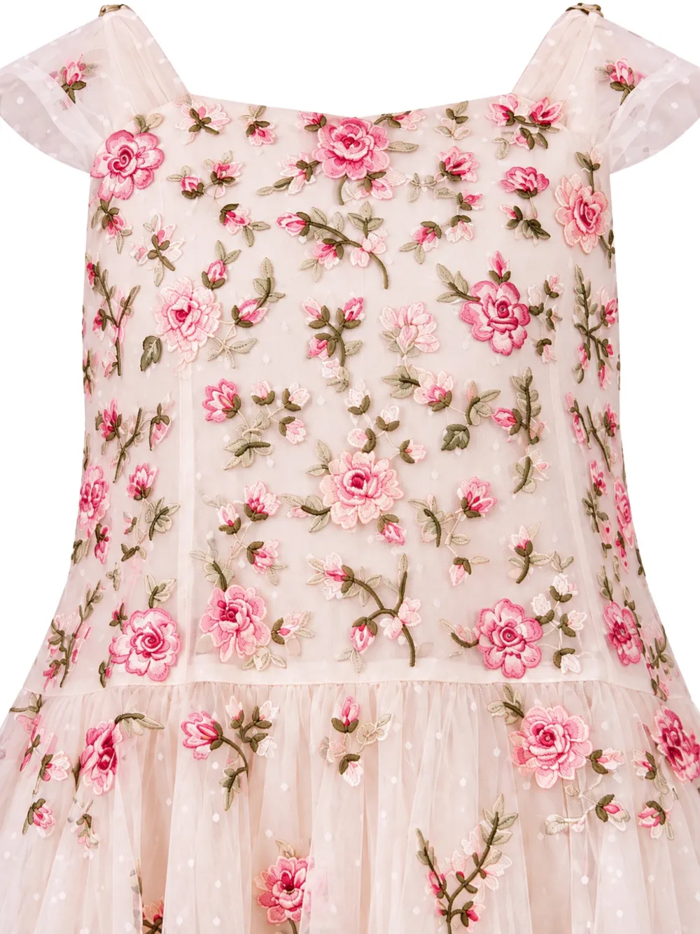 NEEDLE & THREAD KIDS Mayflower tulen jurk met geborduurde bloemen Roze