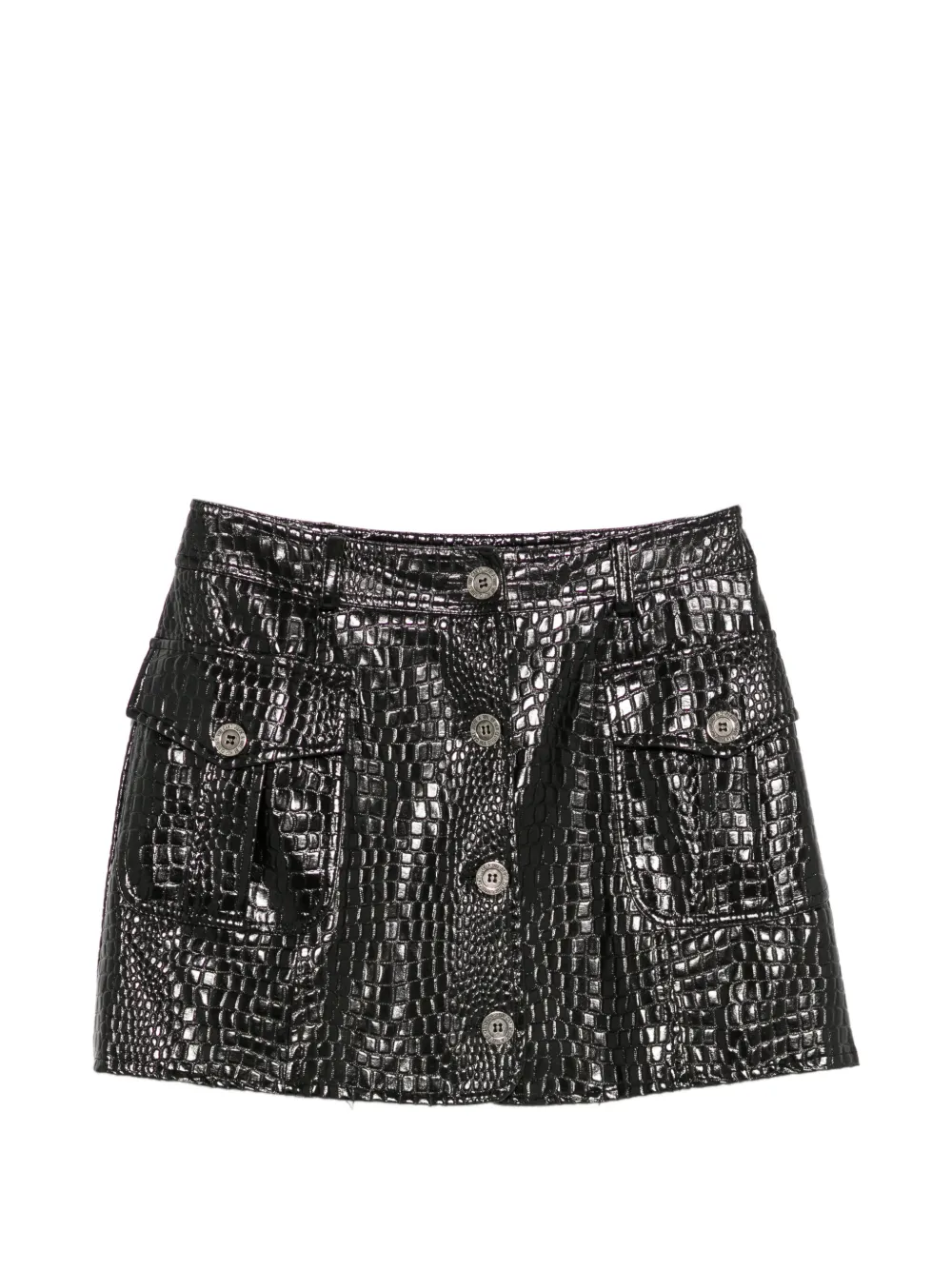Moschino Pre-Owned minijupe boutonnée effet croco (années 2000) - Noir Moschino Pre-Owned minijupe boutonnée effet croco (années 2000) - Noir