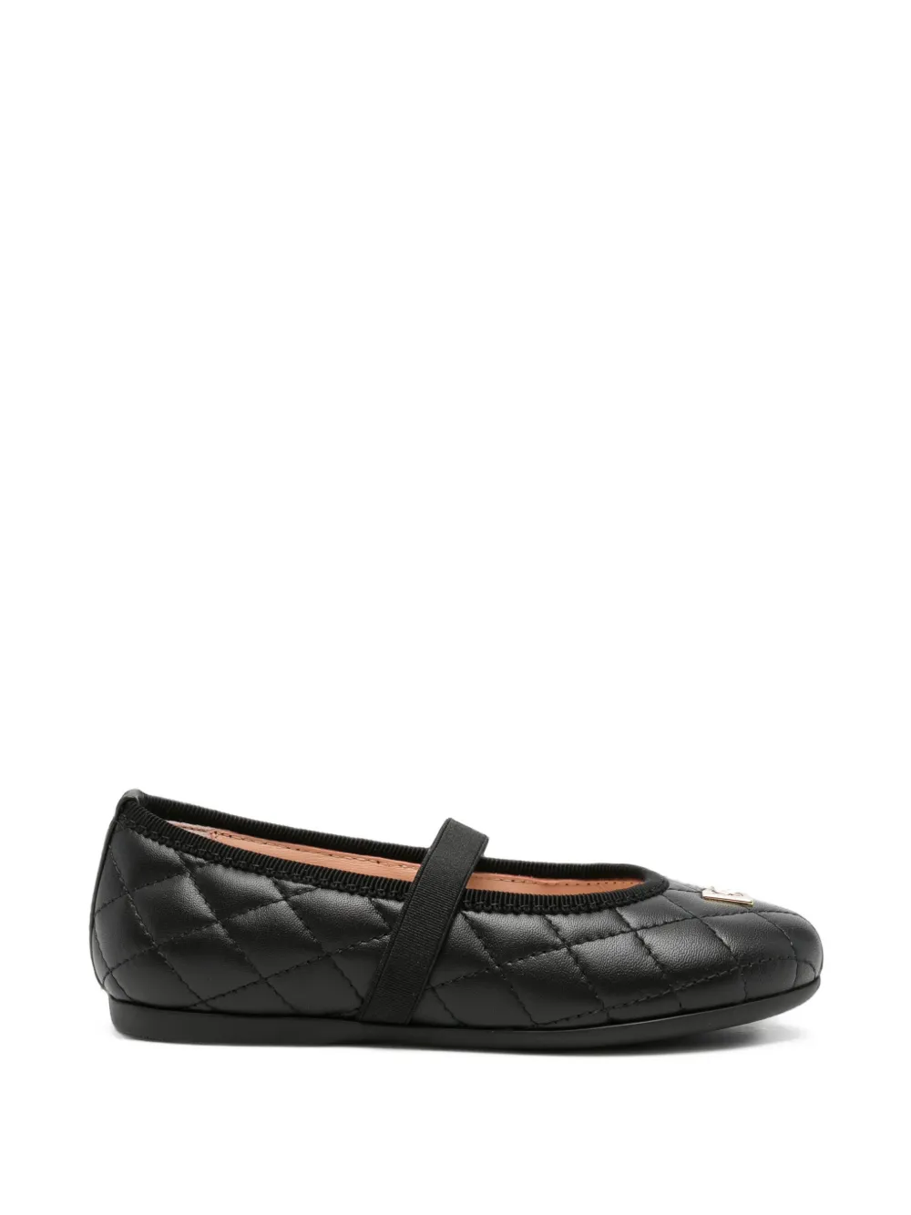 Dolce & Gabbana Kids quilted logo-plaque ballet flats - Nero