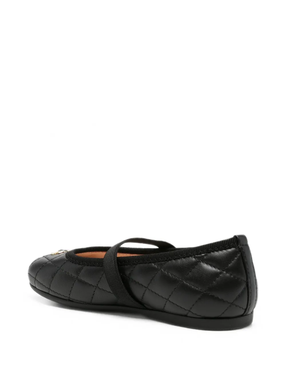 Dolce & Gabbana Kids quilted logo-plaque ballet flats Zwart
