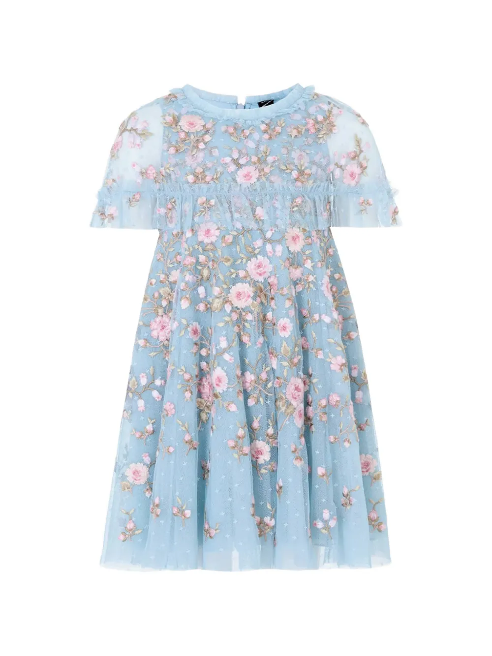 NEEDLE & THREAD KIDS robe Eden à fleurs brodées et volants - Bleu NEEDLE & THREAD KIDS robe Eden à fleurs brodées et volants - Bleu