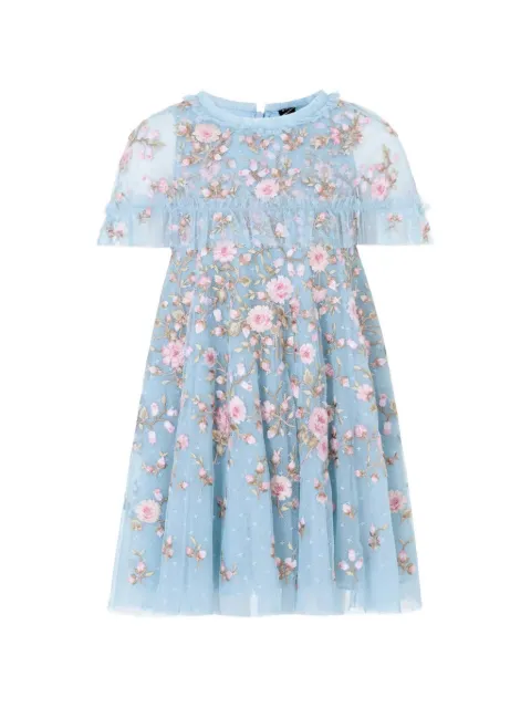 NEEDLE & THREAD KIDS Eden floral-embroidered ruffled dress