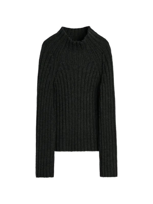 OUR LEGACY Block Funnel Ribbed Sweater in Black