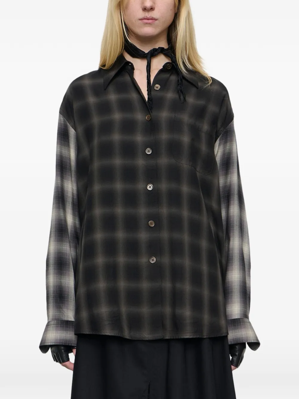OUR LEGACY Favourite blouse met ruit-print Grijs