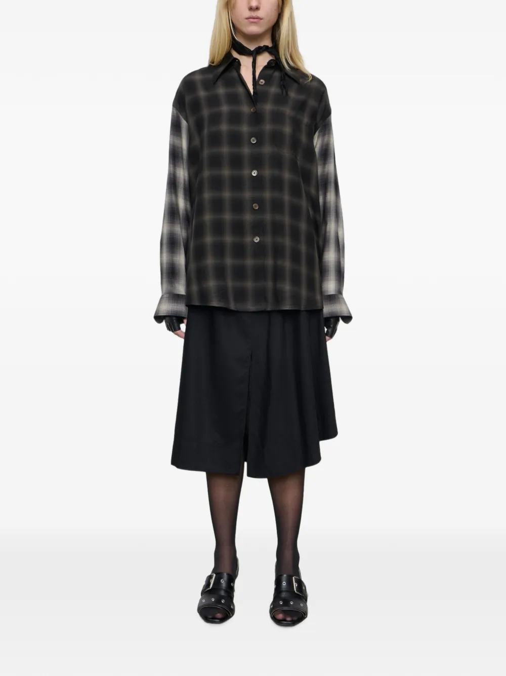 OUR LEGACY Favourite blouse met ruit-print Grijs