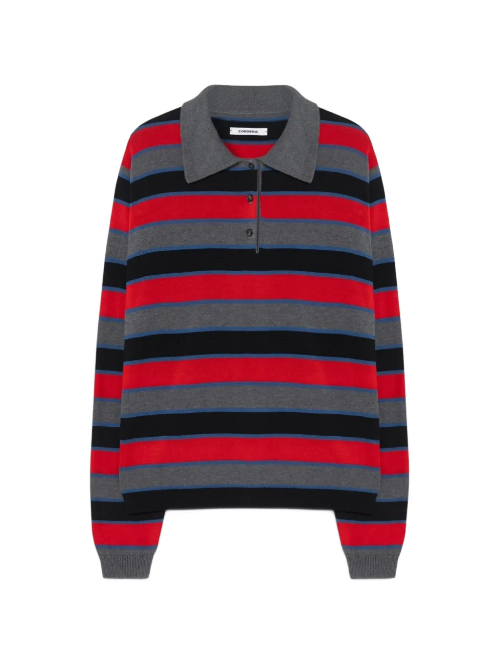 Cordera striped long-sleeve polo top
