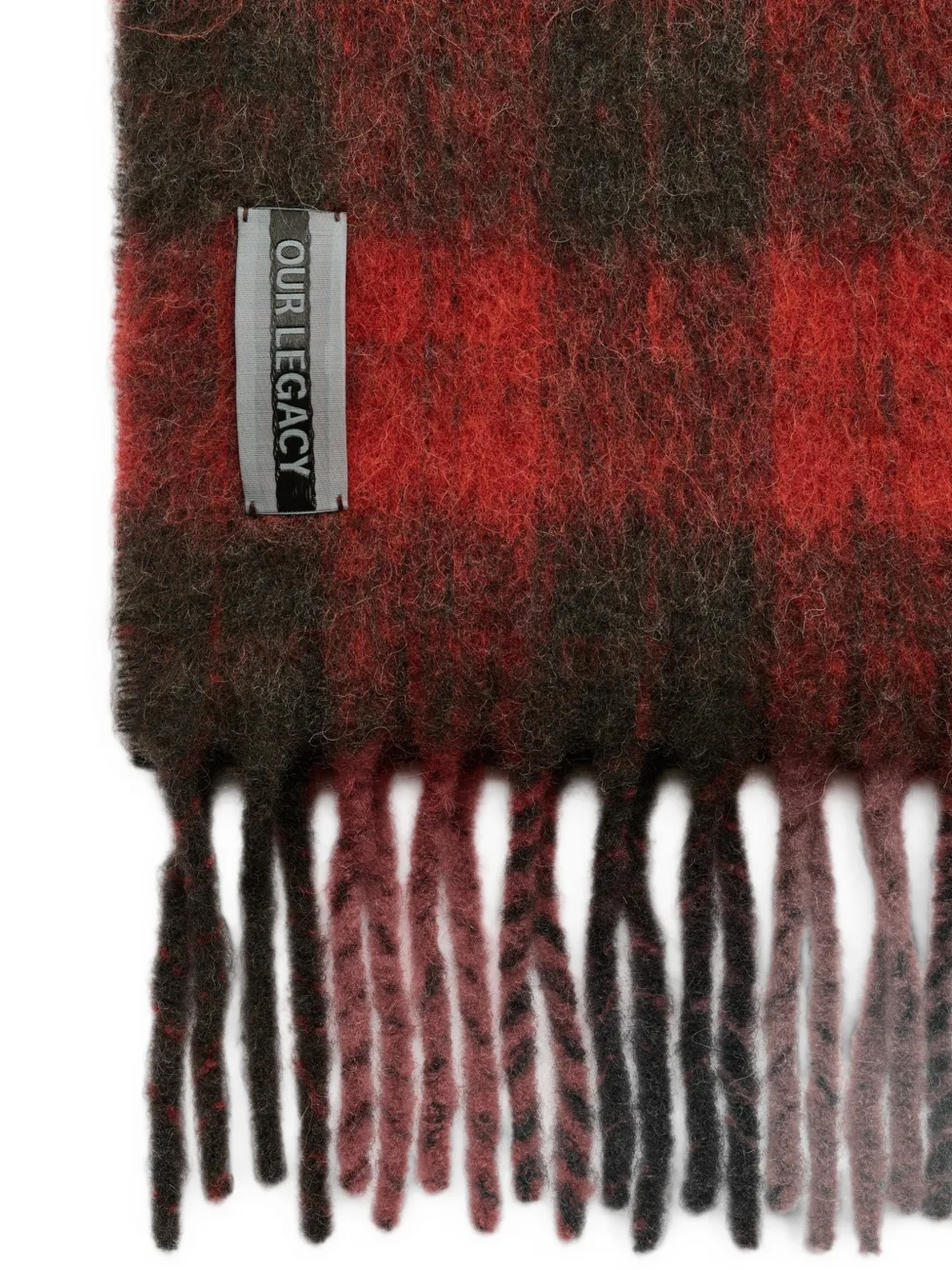 OUR LEGACY Estate plaid fuzzy scarf Rood