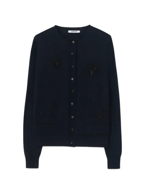 Cordera bead-embellished floral-patch cardigan
