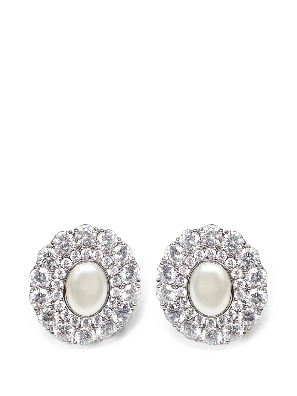 Self-Portrait faux-pearl crystal-embellished earrings - Argento