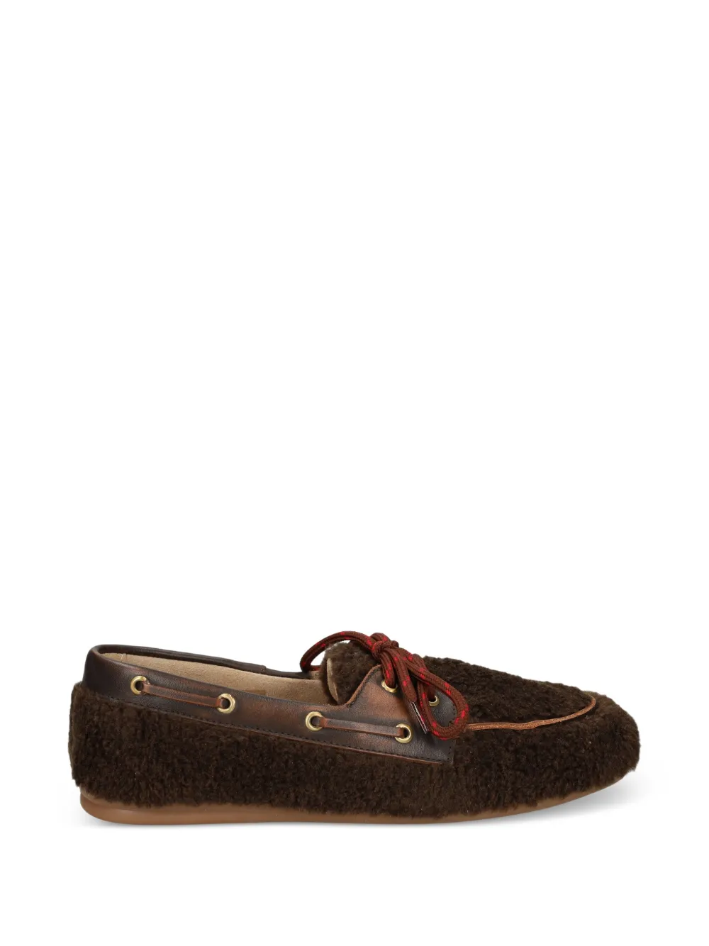 Posa shearling-effect lace-up loafers - Marrone