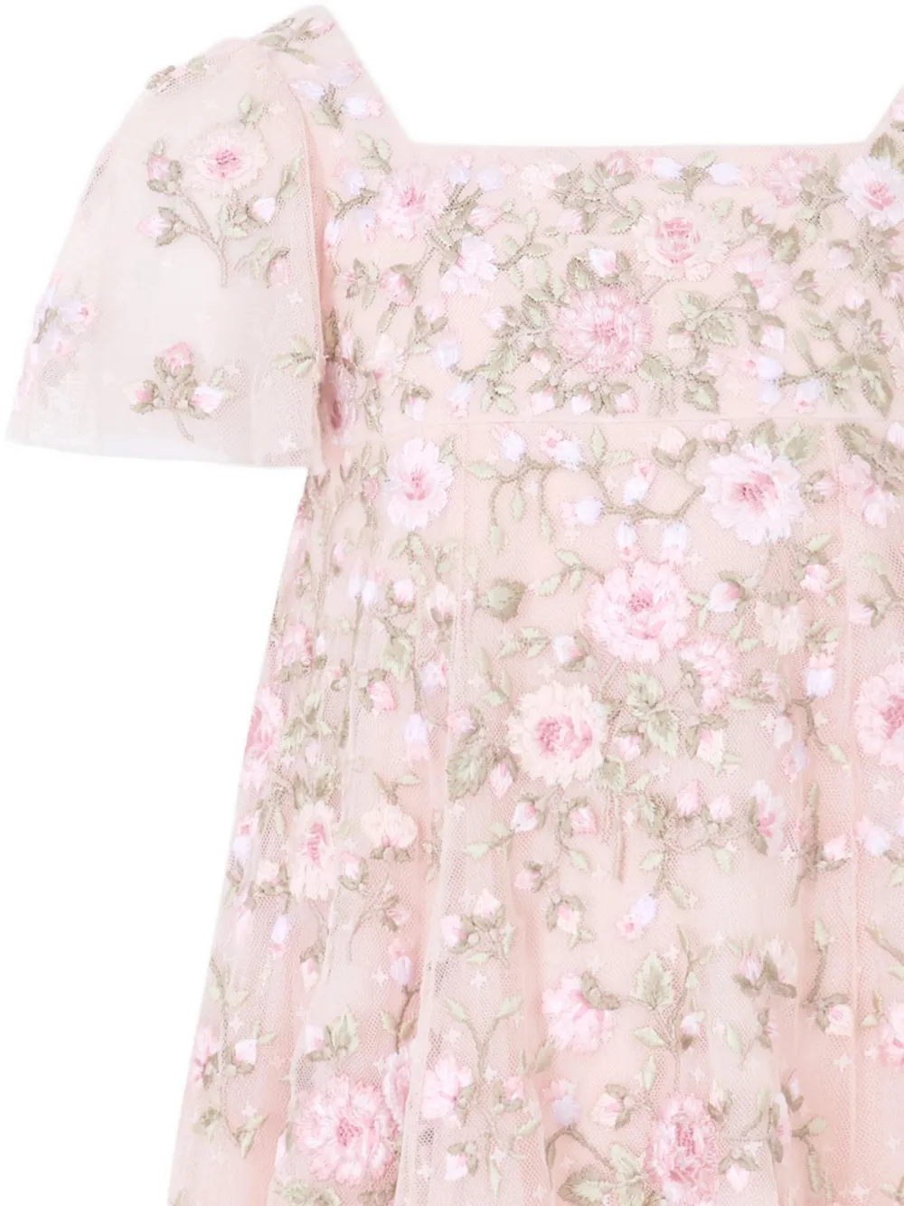 NEEDLE & THREAD KIDS Eden floral-embroidered tulle dress Roze
