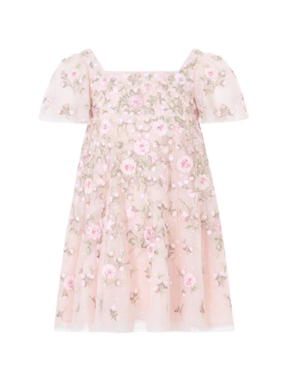 NEEDLE & THREAD KIDS Eden floral-embroidered tulle dress Roze