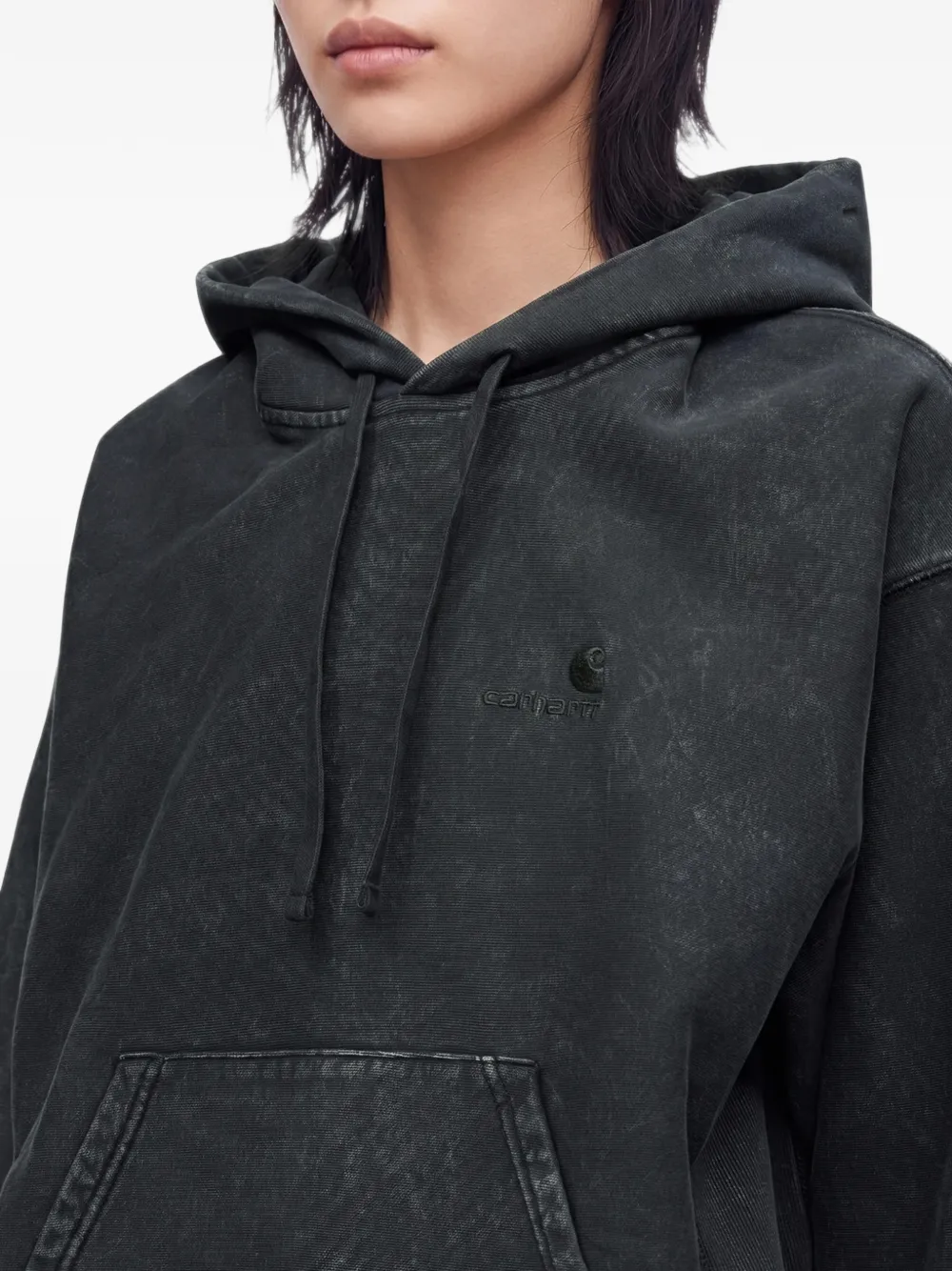 Carhartt WIP Lambert hoodie met geborduurd logo en acid wassing Zwart