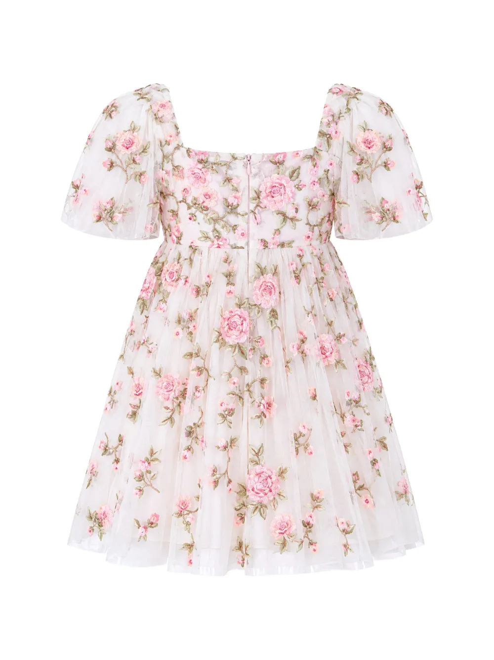 NEEDLE & THREAD KIDS Eden Rose floral-embroidered tulle midi dress Wit