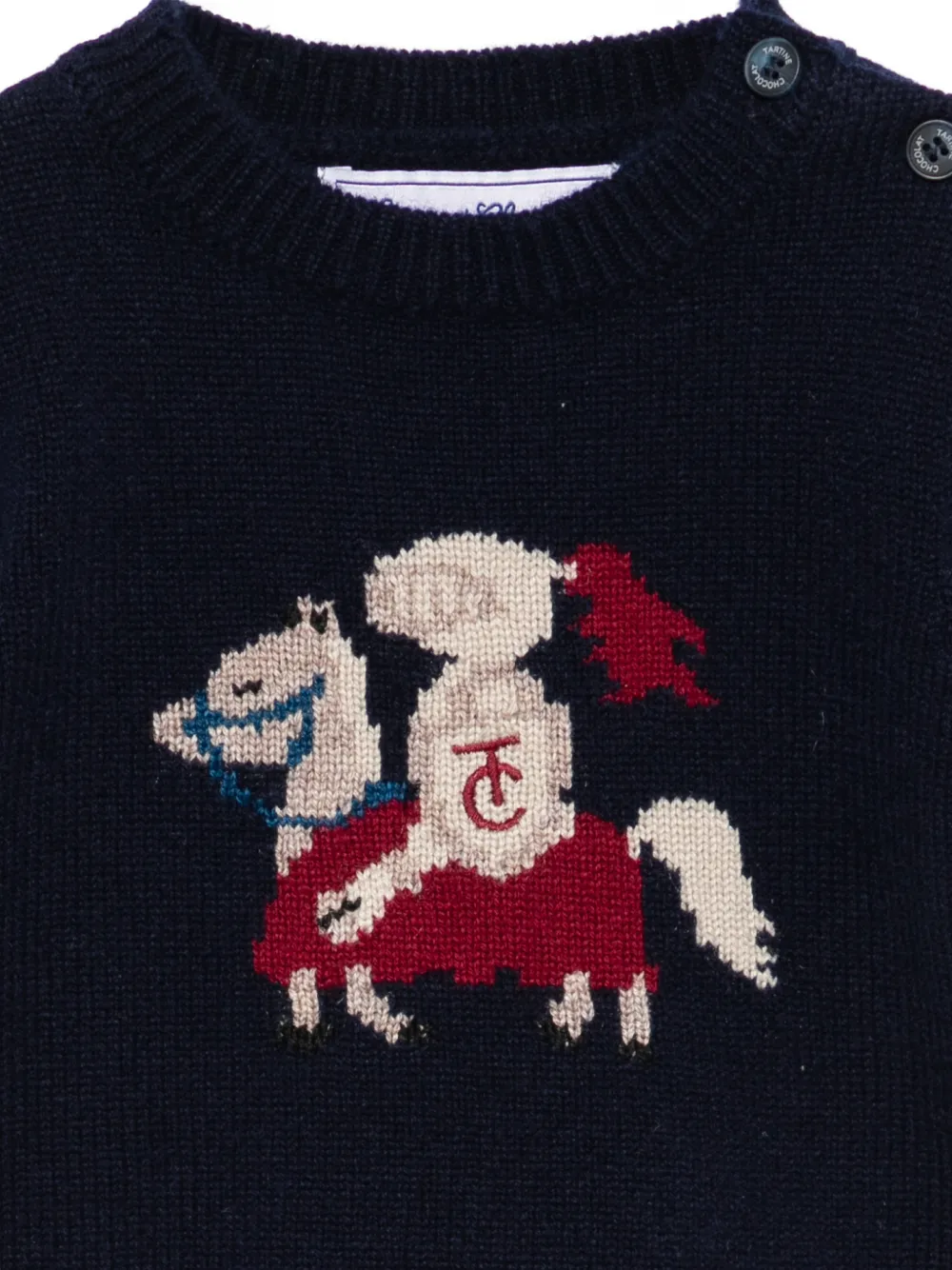 Tartine Et Chocolat Trui met ridder-intarsia en knoopsluiting Blauw