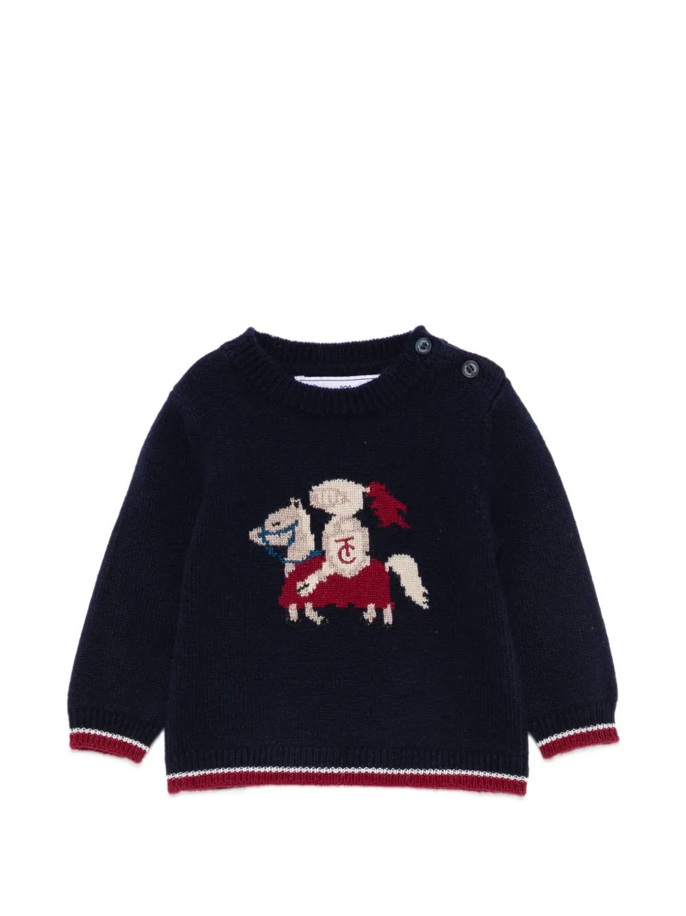 Tartine Et Chocolat knight-intarsia button-fastening sweater - Blu