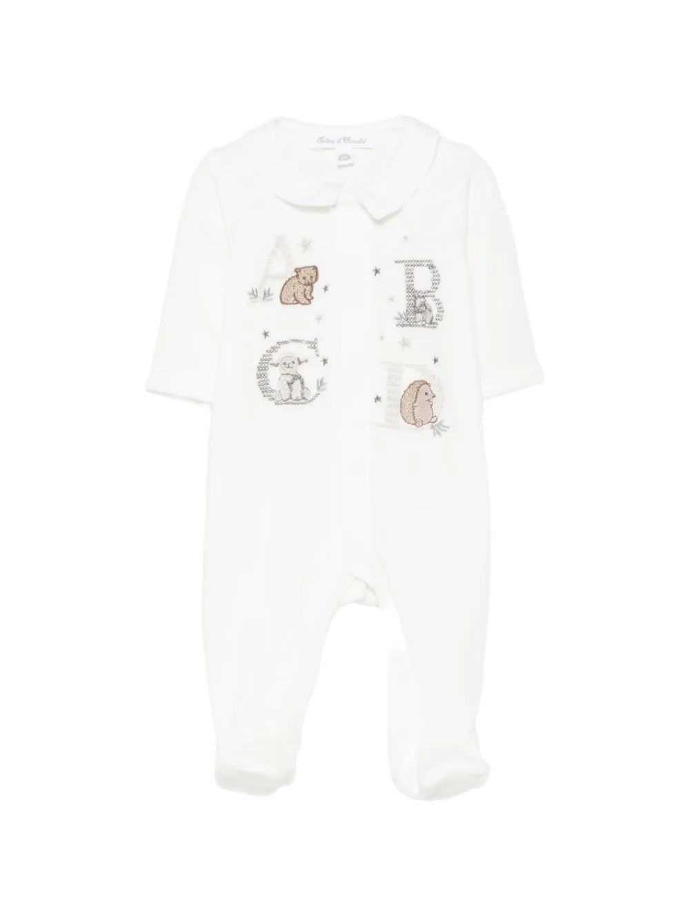 Tartine Et Chocolat embroidered Peter Pan collar sleepsuit - Bianco