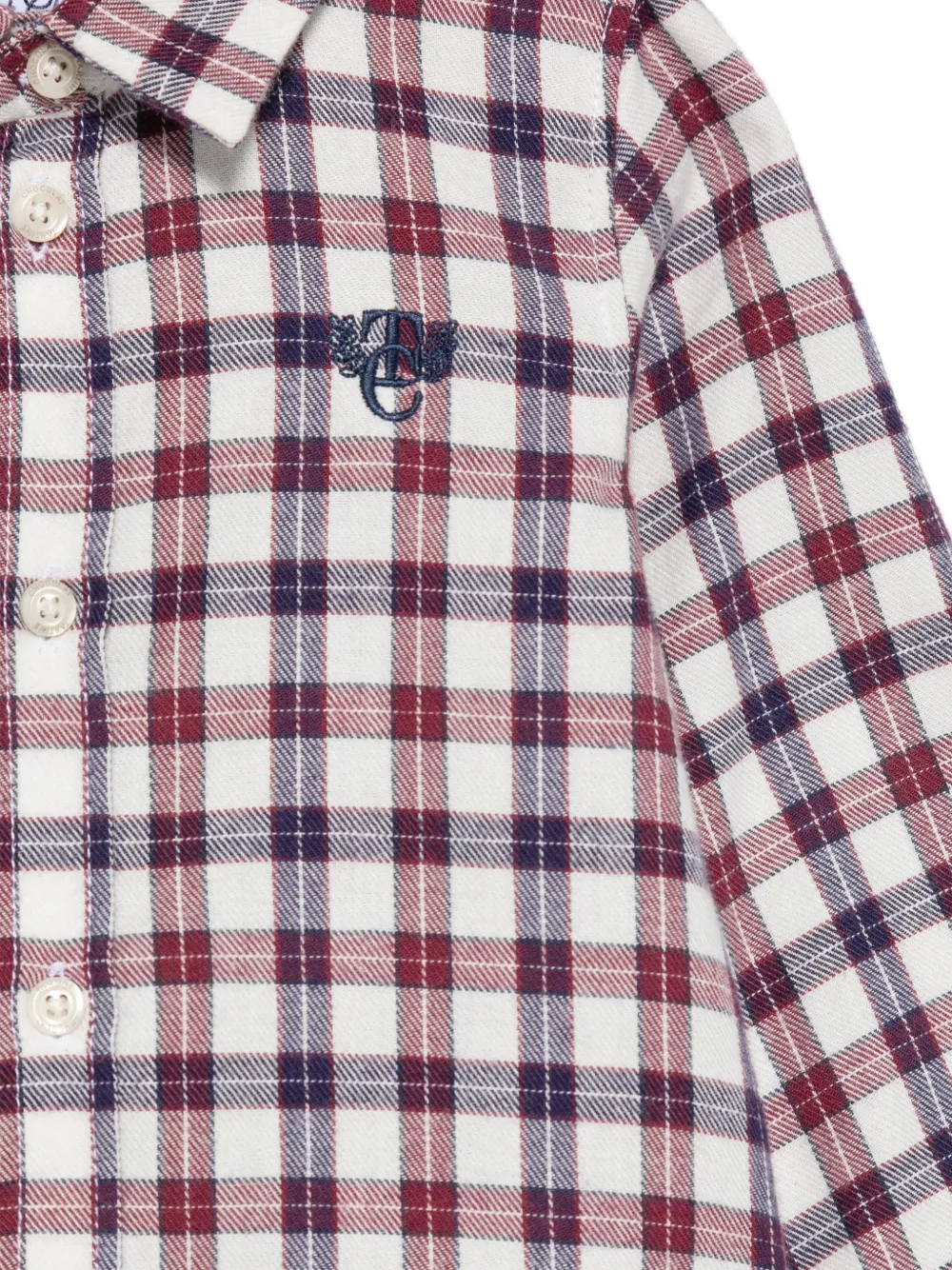 Tartine Et Chocolat Geruit shirt met geborduurd logo Beige