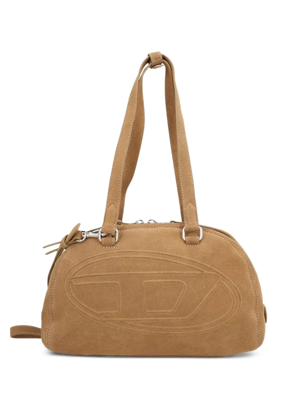 Diesel 1DR dome-suede shoulder bag with Oval D logo - Marrone