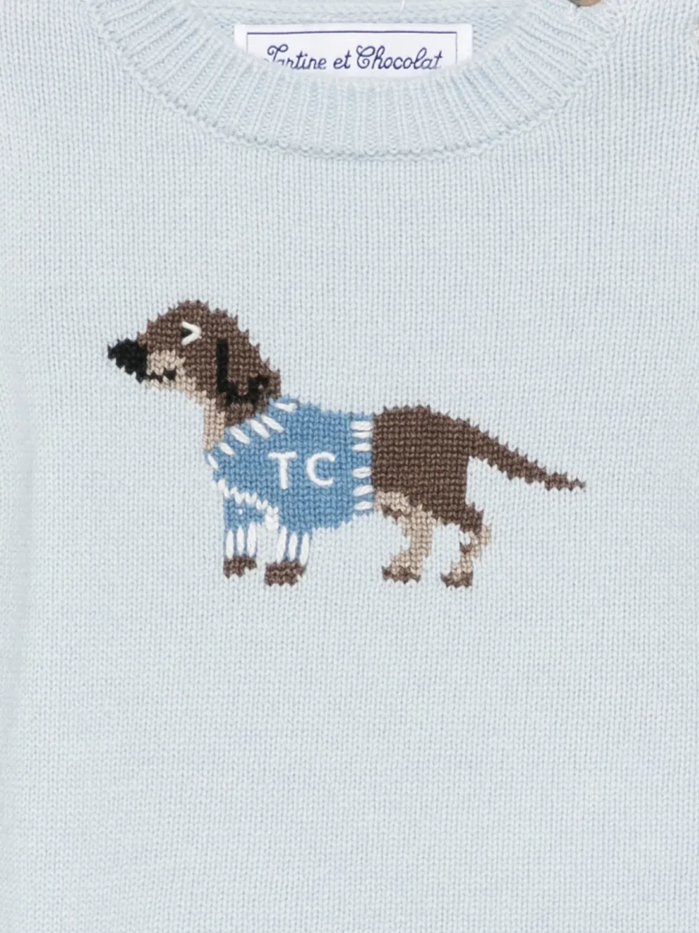 Tartine Et Chocolat Intarsia trui met knoopsluiting Blauw