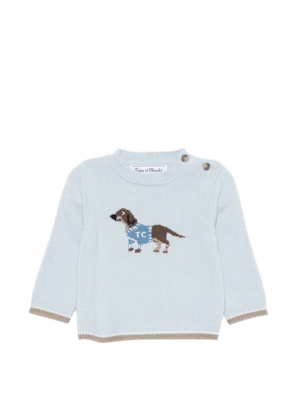 Tartine Et Chocolat intarsia-knit button-fastening sweater - Blu