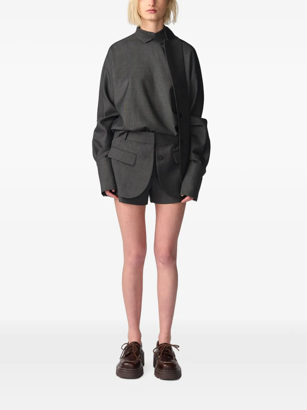 Monse Blouse met sjaalkraag en lange mouwen Grijs