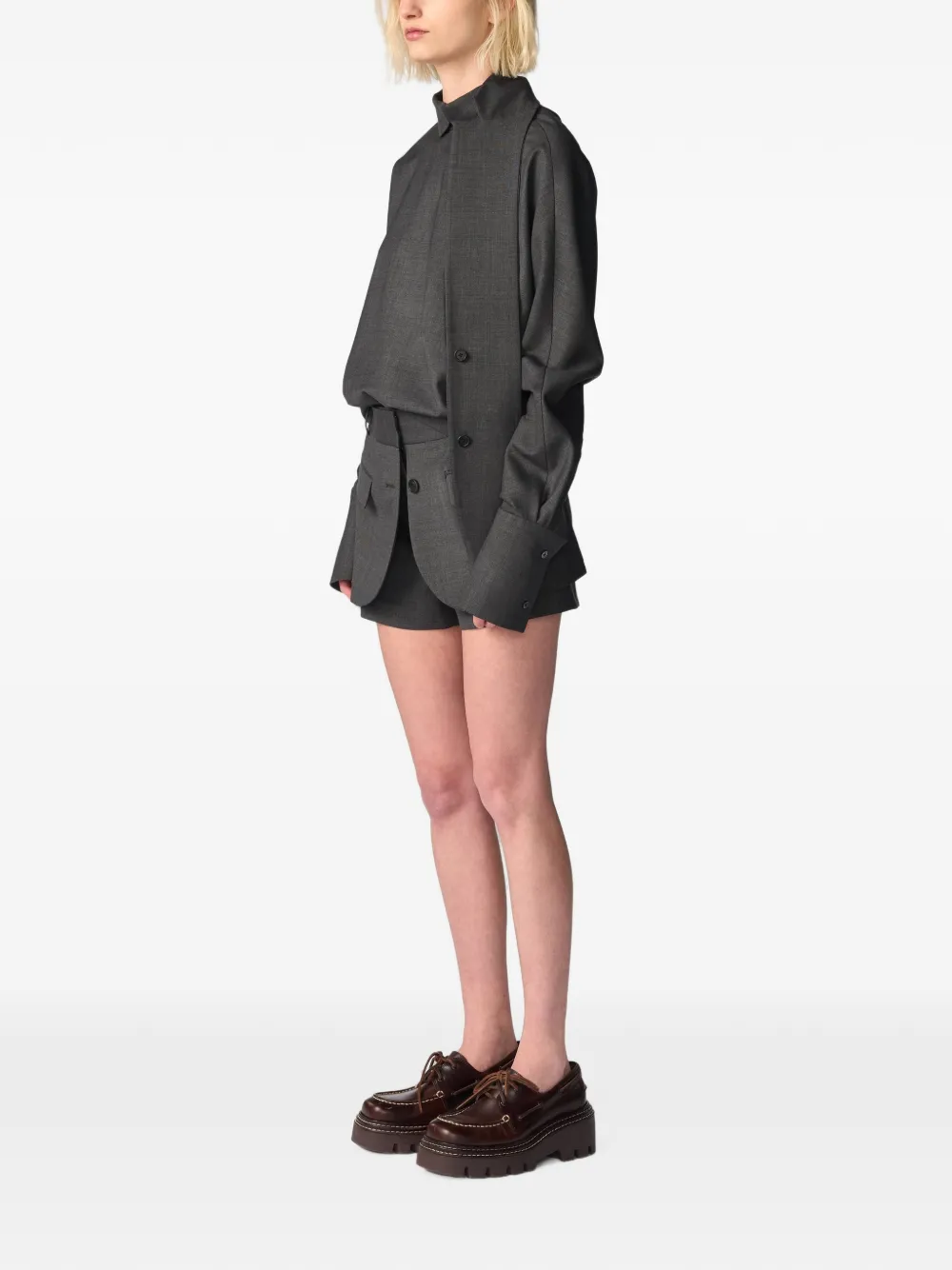 Monse Blouse met sjaalkraag en lange mouwen Grijs