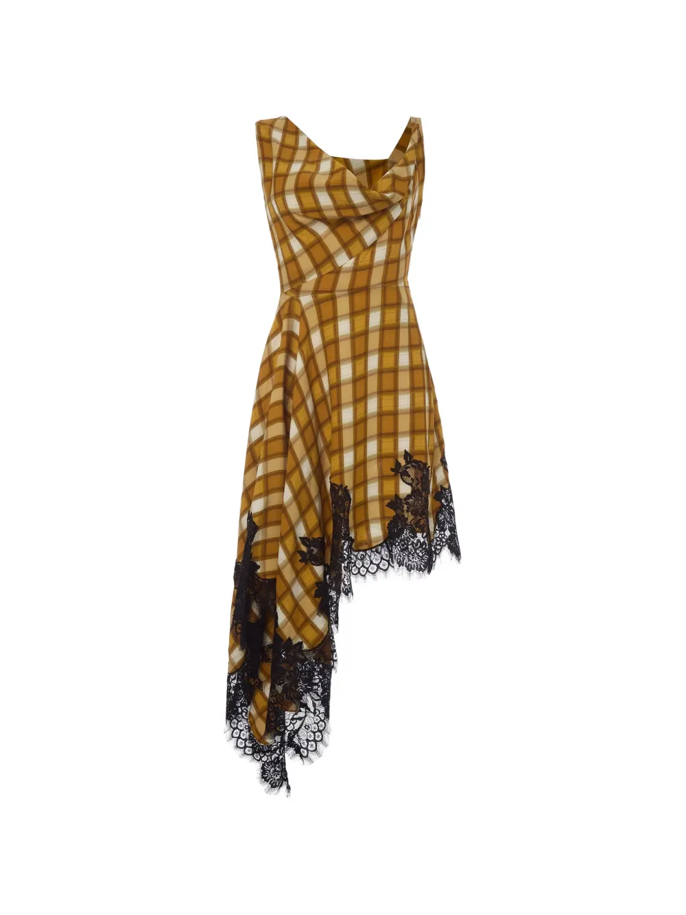 Monse Lace-trim Asymmetrical Midi Dress In Yellow