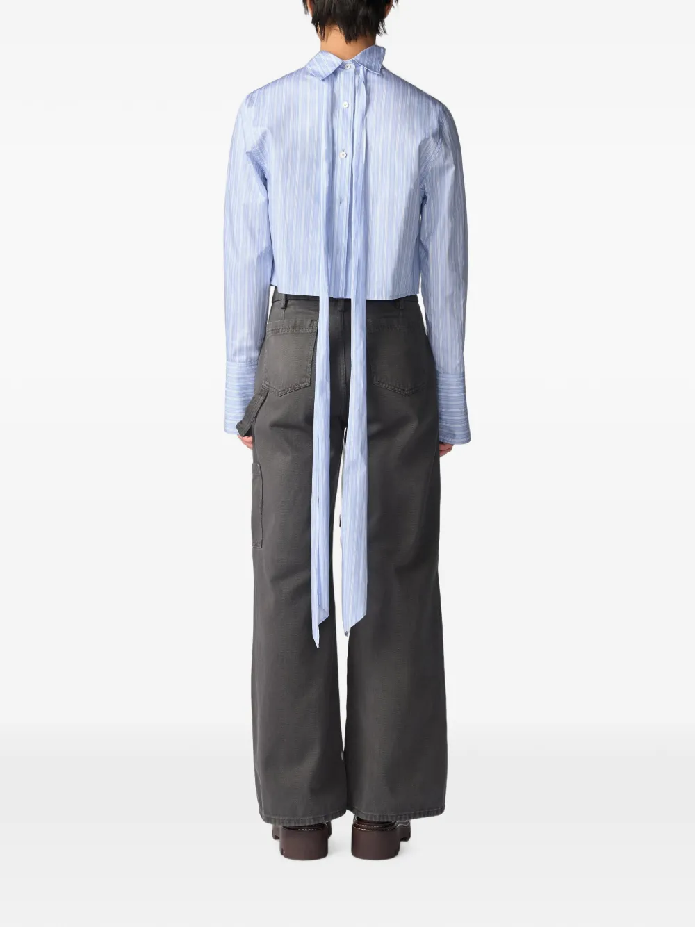 Monse Gewassen jeans met dubbele tailleband Grijs