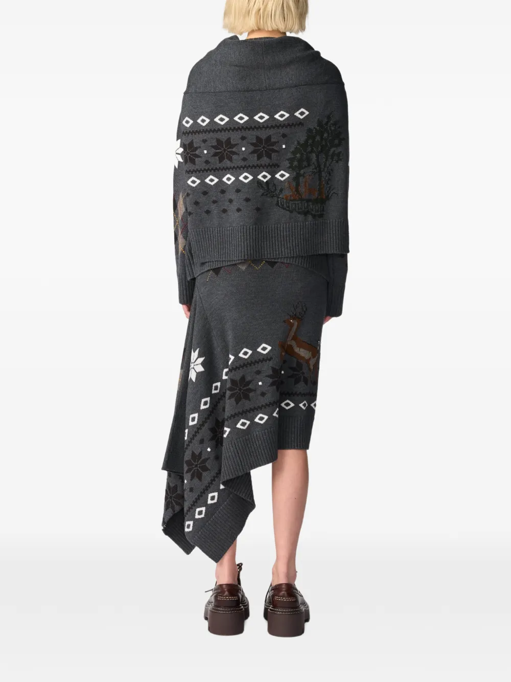 Monse Trui met Fair Isle-intarsia sjaaldetail Grijs