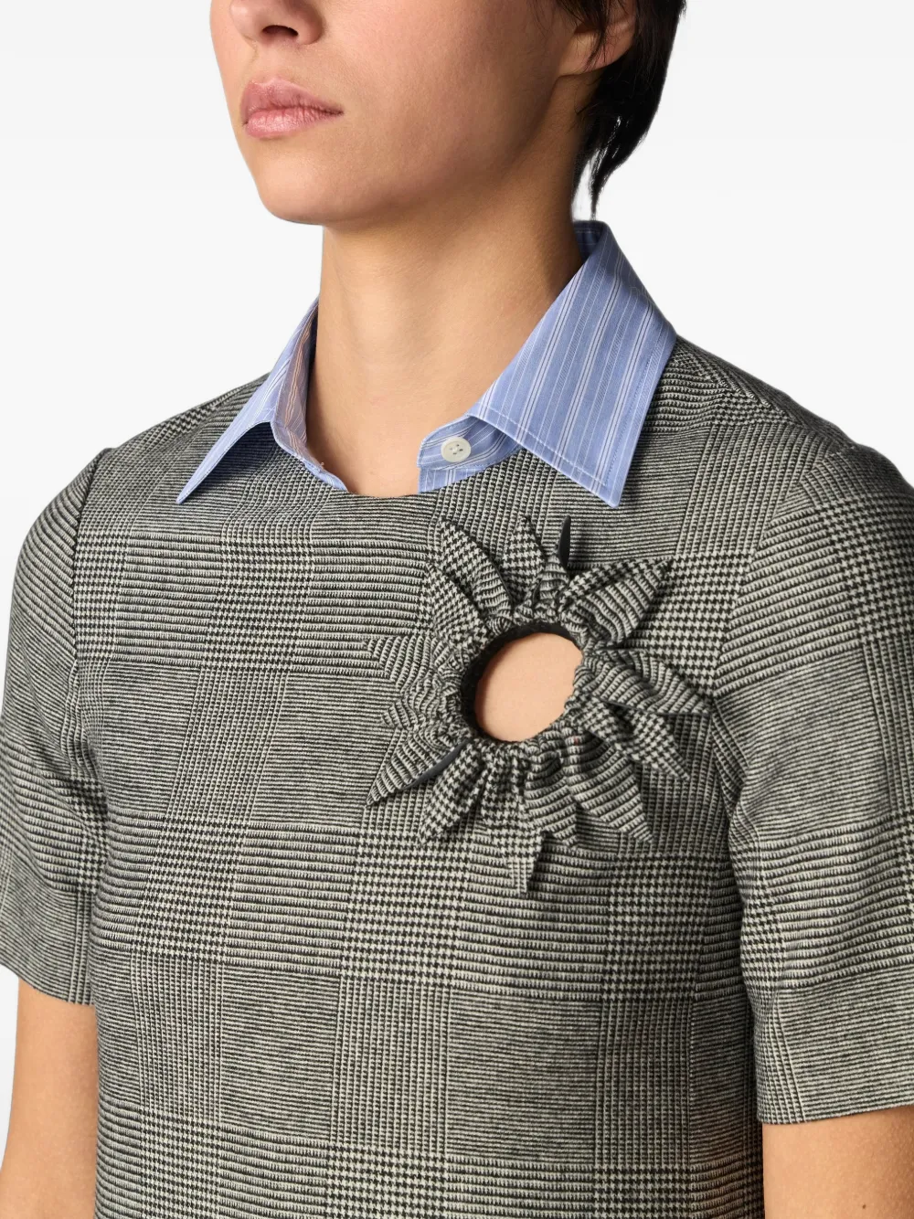 Monse Mini-jurk met Prince of Wales-ruit en zonnebloemdetail Grijs
